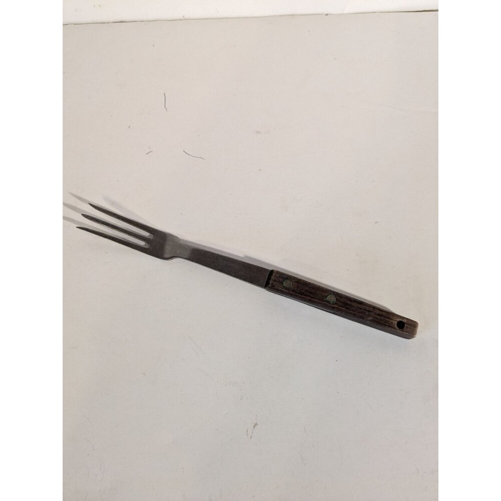 Vernco 3 Prong Tine #2 Meat Serving Fork Wood 10 3/4" Stainless Steel Granny